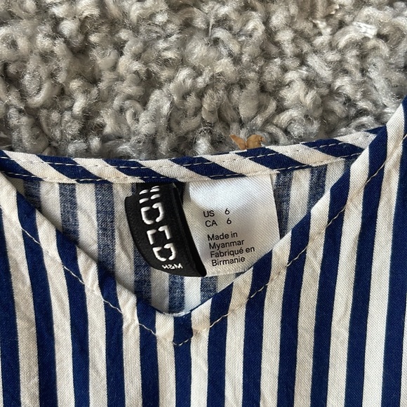 navy striped romper size 6 - Picture 2 of 2